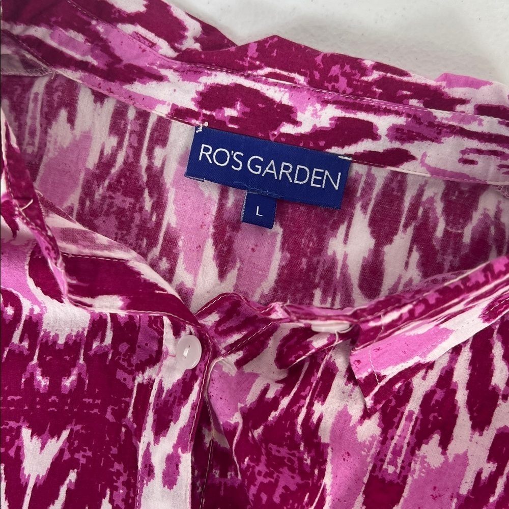 Ro's Garden Sz Large Pink Tyla Tiered Shirt Dress Cotton EUC - Picture 4 of 11